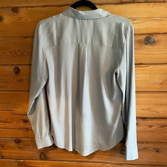 Ann Taylor dusk- blue starburst blouse with gems. Size Small - Picture 2 of 6